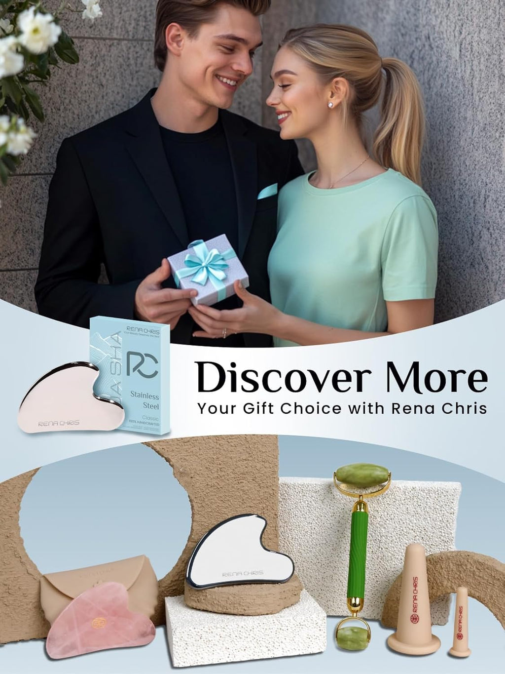 Gua Sha Facial Tools, Stainless Steel Gua Sha Stone, Face Guasha Tool for Jawline Sculpting and Puffiness Reducing, Guasha Massage Tool, Skin Care Gift - Silver