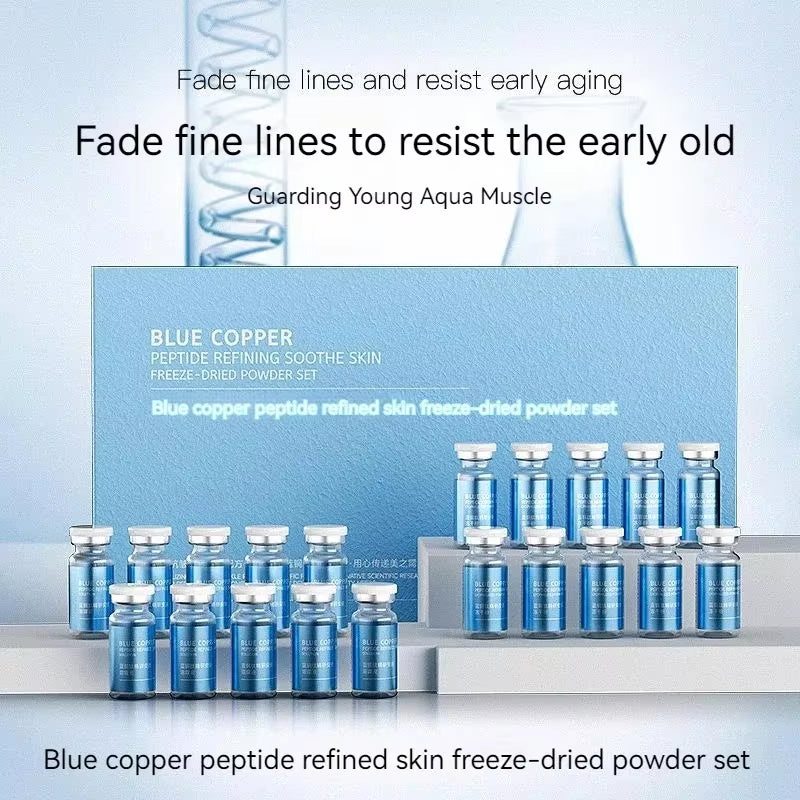 Blue Copper Peptide Freeze-Dried Powder Set Oligopeptide anti Wrinkle Essence Shrink Pores Acne Treatment Skincare Serum 20Pcs