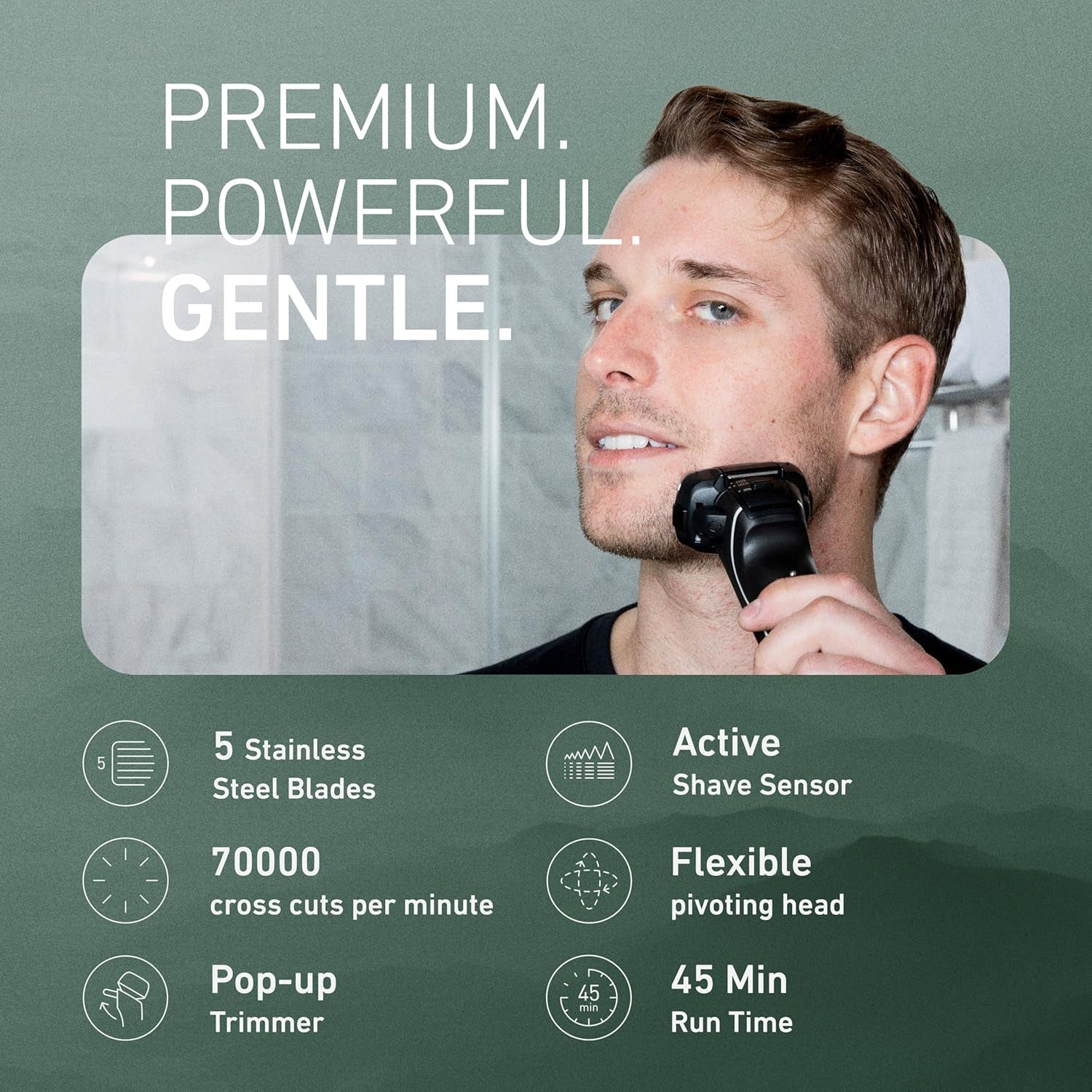 ARC5 Electric Razor for Men with Pop-Up Trimmer, Wet/Dry 5-Blade Electric Shaver with Intelligent Shave Sensor and Multi-Flex Pivoting Head – ES-LV65-S (Silver)